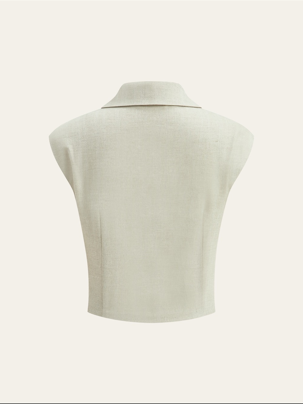 Linen Blend Cropped Blouse w/ front wrap detail - Picture 2 of 3
